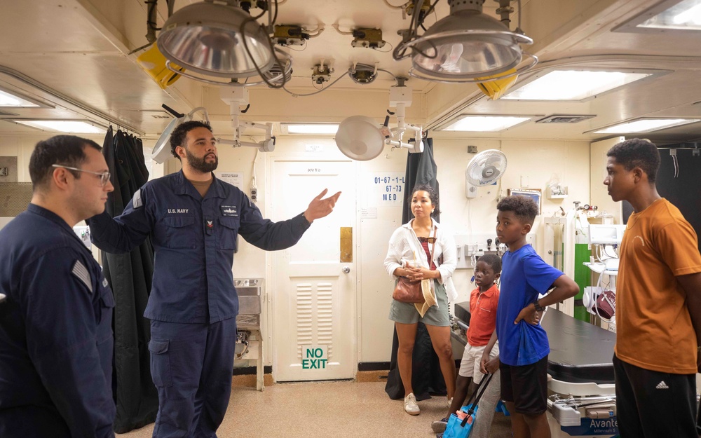 Guam Homeschool Association tours USS Emory S. Land