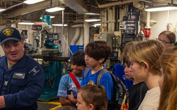 Guam Homeschool Association tours USS Emory S. Land