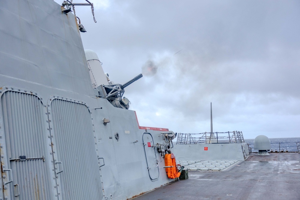USS Ralph Johnson conducts a Live-Fire Exercise