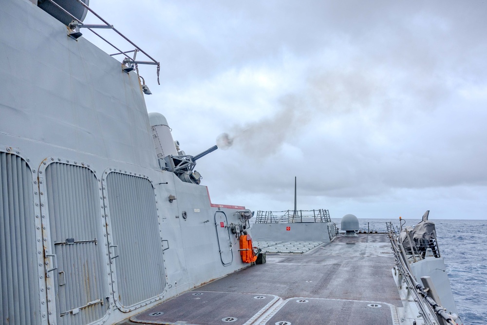 USS Ralph Johnson conducts a Live-Fire Exercise