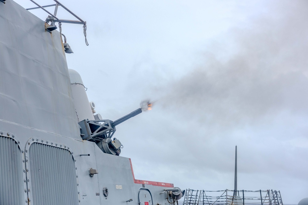 USS Ralph Johnson conducts a Live-Fire Exercise