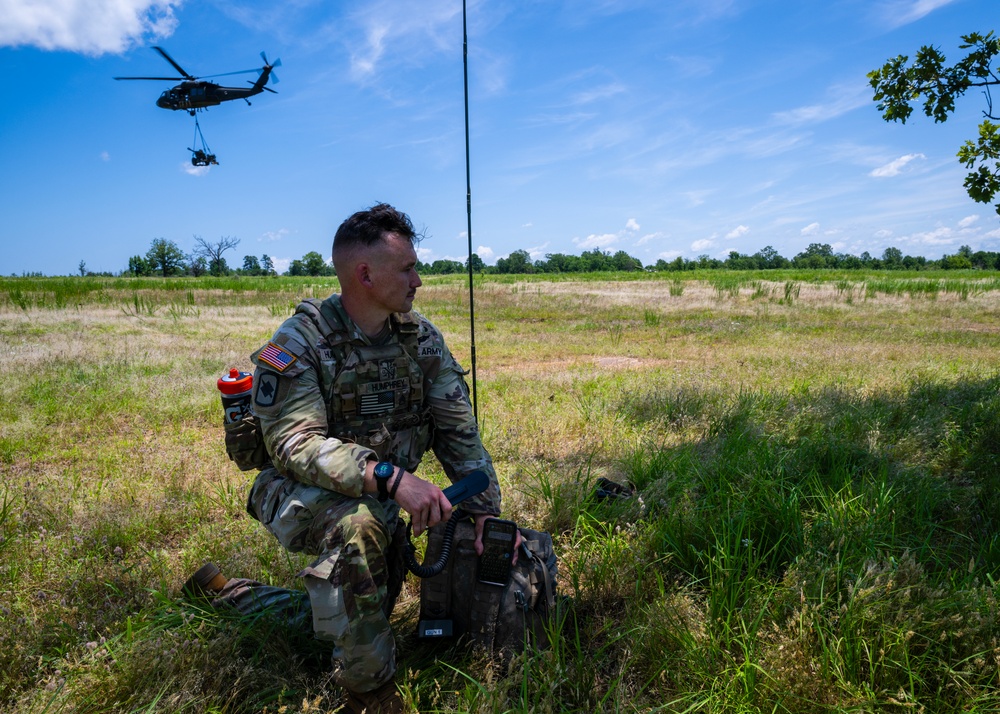 Ark. Artillerymen Conduct Sling Load At Chaffee