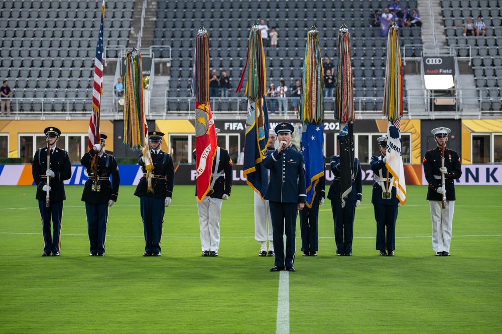 Joint Armed Forces Color Guard Opens FIFA Match in D.C.
