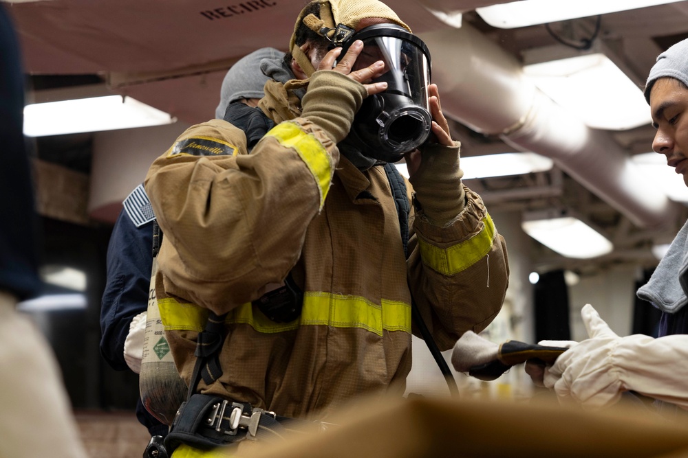 Shoup conducts general quarters drill