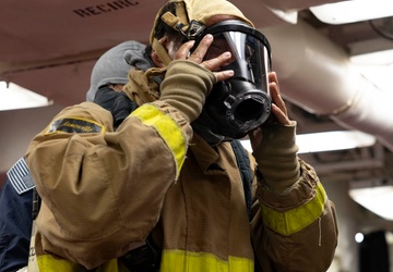 Shoup conducts general quarters drill