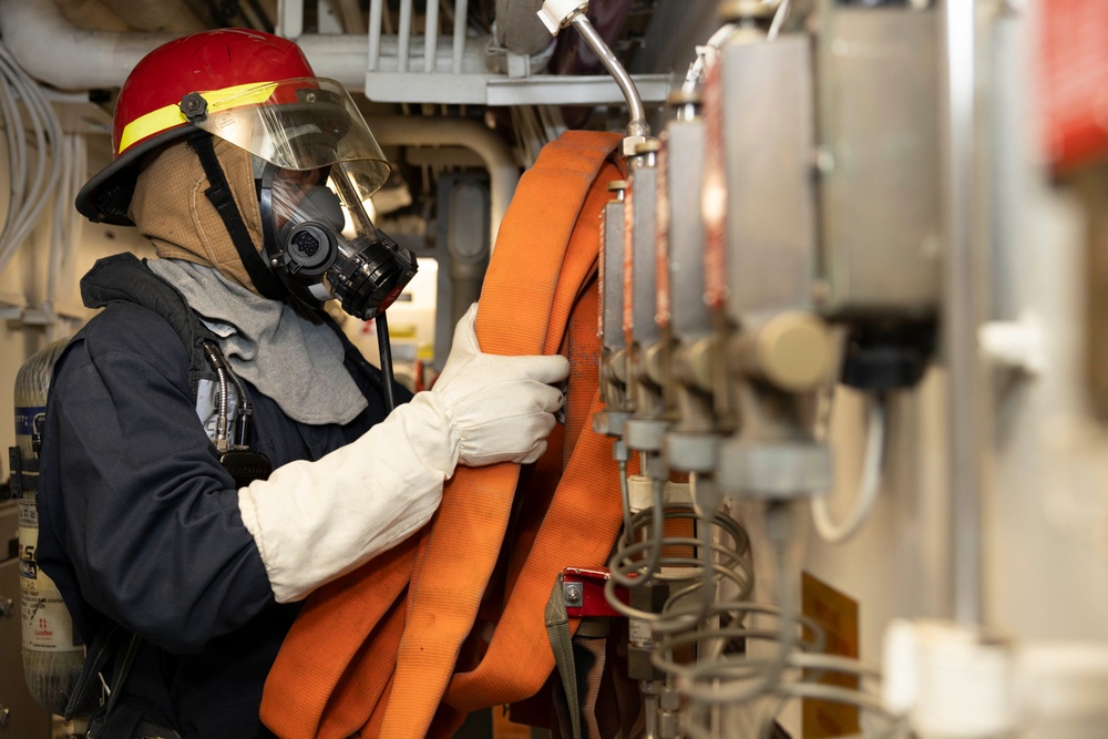 Shoup conducts general quarters drill