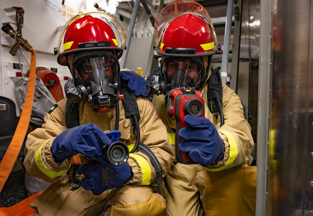 Shoup conducts general quarters drill