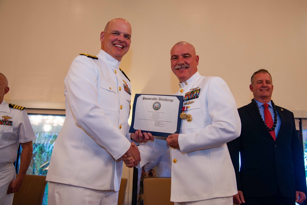 Joint Region Marianas Command Master Chief William Webster retires from the Navy after 33 years of service