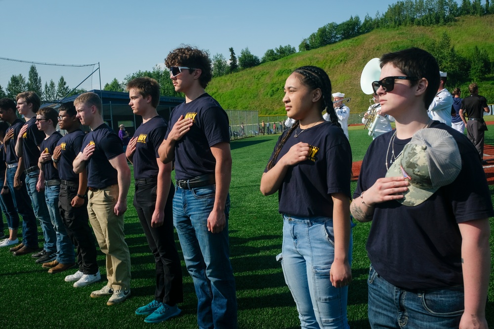 Anchorage Navy Week Enlistment Ceremony at Chinooks Game