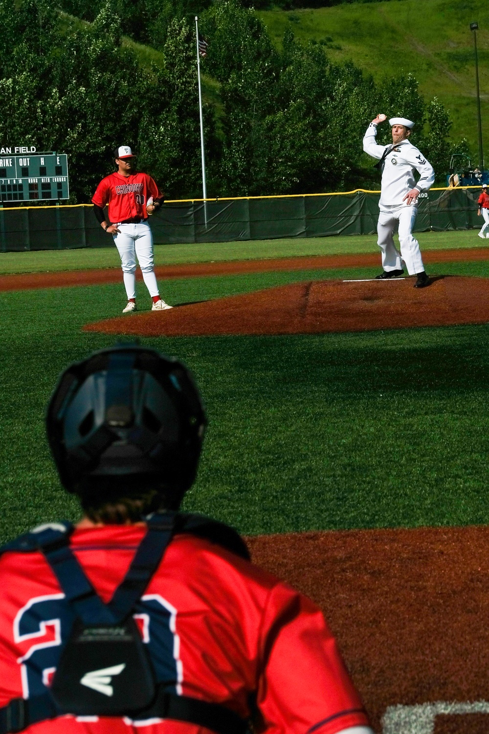 Anchorage Navy Week Enlistment Ceremony at Chinooks Game