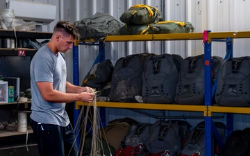 82nd Expeditionary Rescue Squadron Aircrew Flight Equipment Parachute Rigger Maintains Mission Readiness