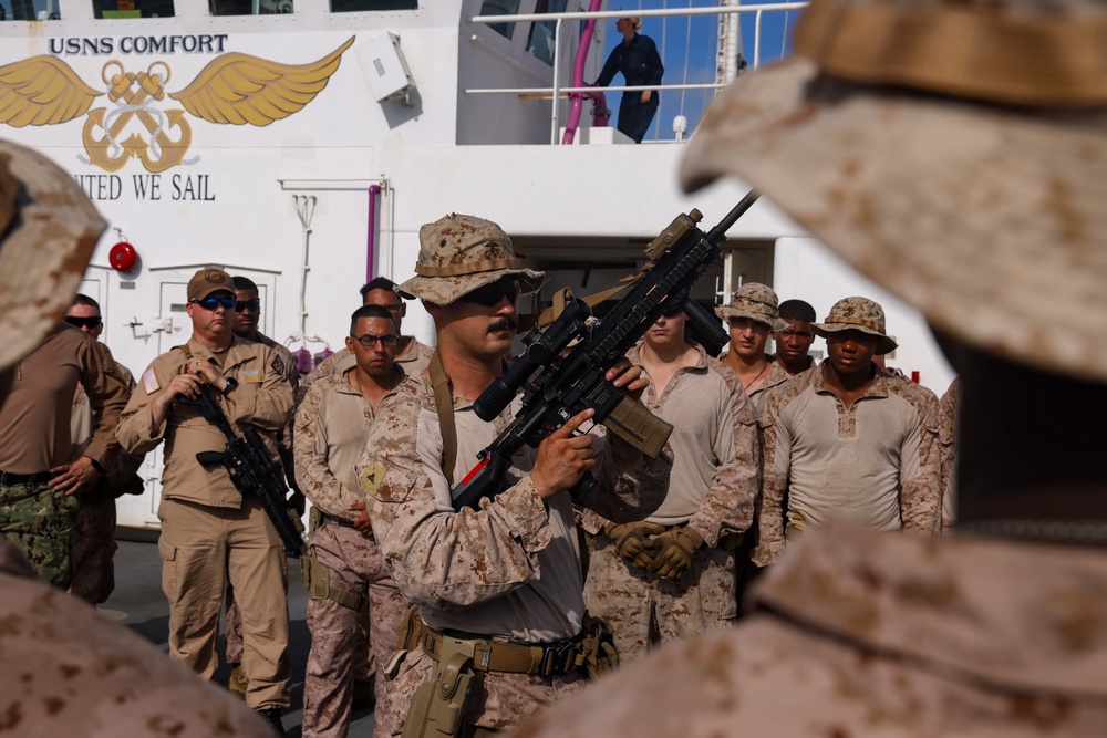 Marines Live-Fire Exercise Aboard USNS Comfort