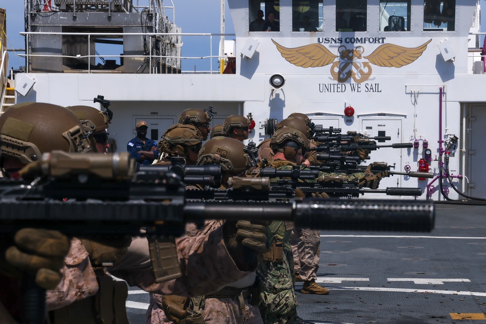 Marines Live-Fire Exercise Aboard USNS Comfort