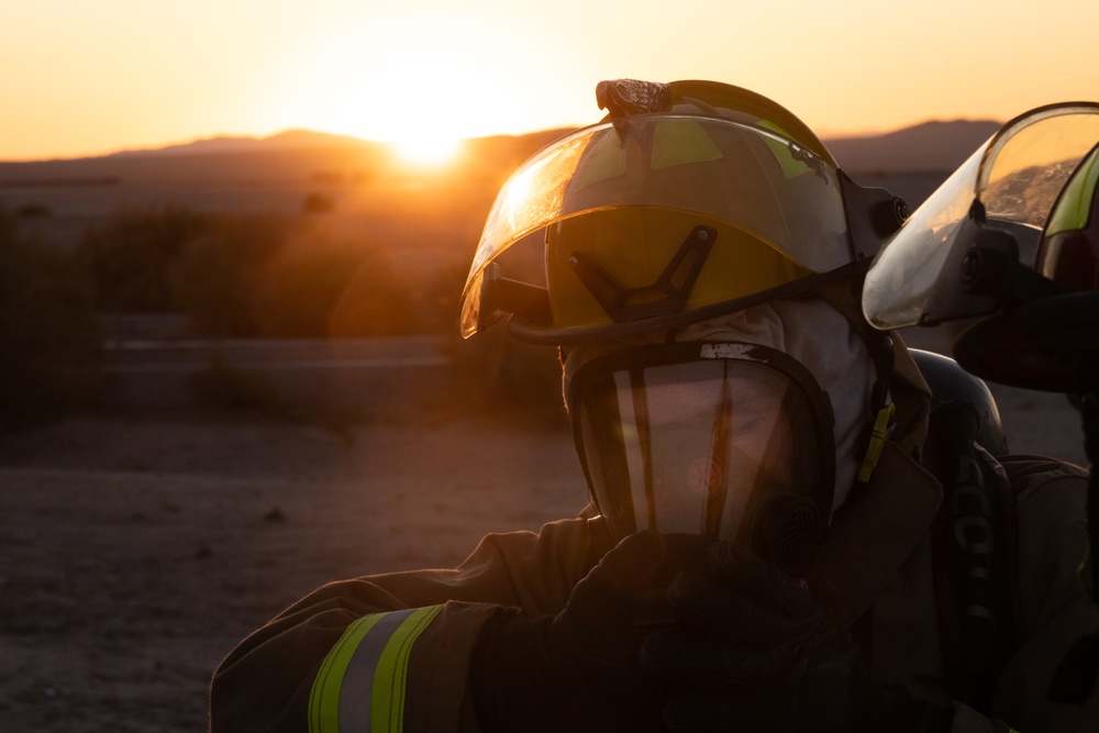 ARFF Conducts a Simulated Aircraft Fire Drill at ITX 3-25