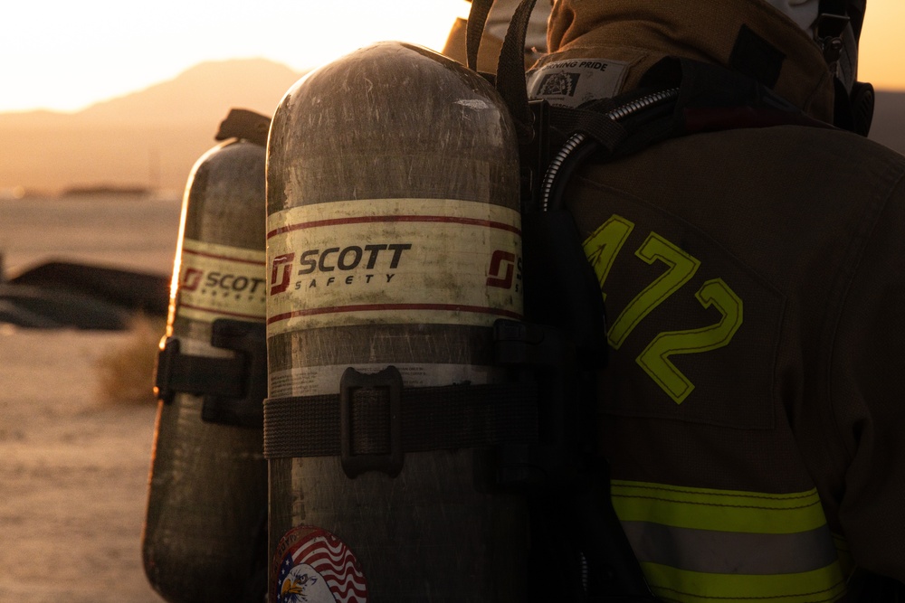 ARFF Conducts a Simulated Aircraft Fire Drill at ITX 3-25