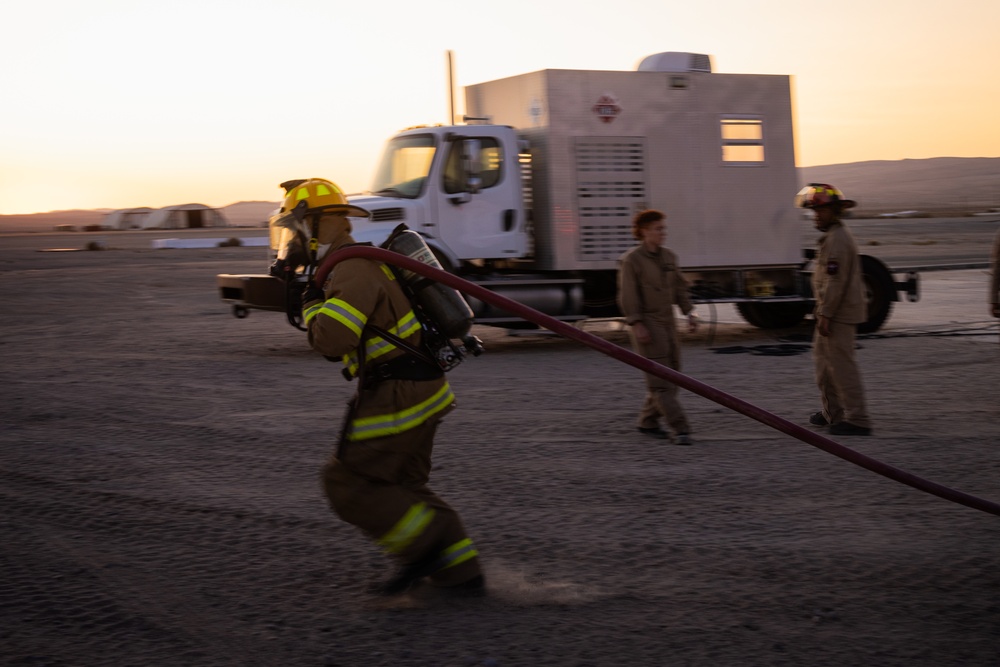 ARFF Conducts a Simulated Aircraft Fire Drill at ITX 3-25