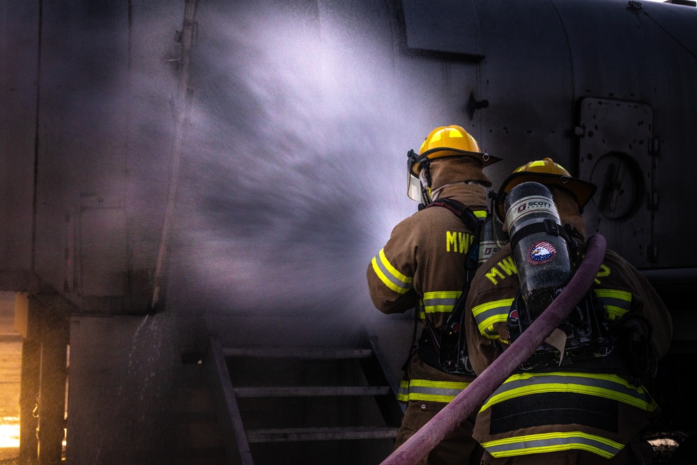 ARFF Conducts a Simulated Aircraft Fire Drill at ITX 3-25