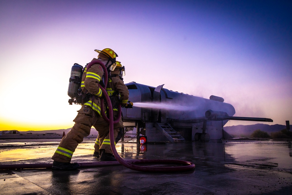 ARFF Conducts a Simulated Aircraft Fire Drill at ITX 3-25