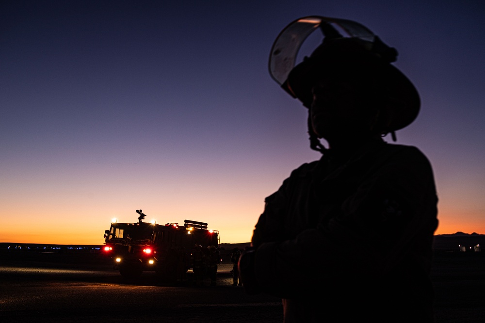 ARFF Conducts a Simulated Aircraft Fire Drill at ITX 3-25