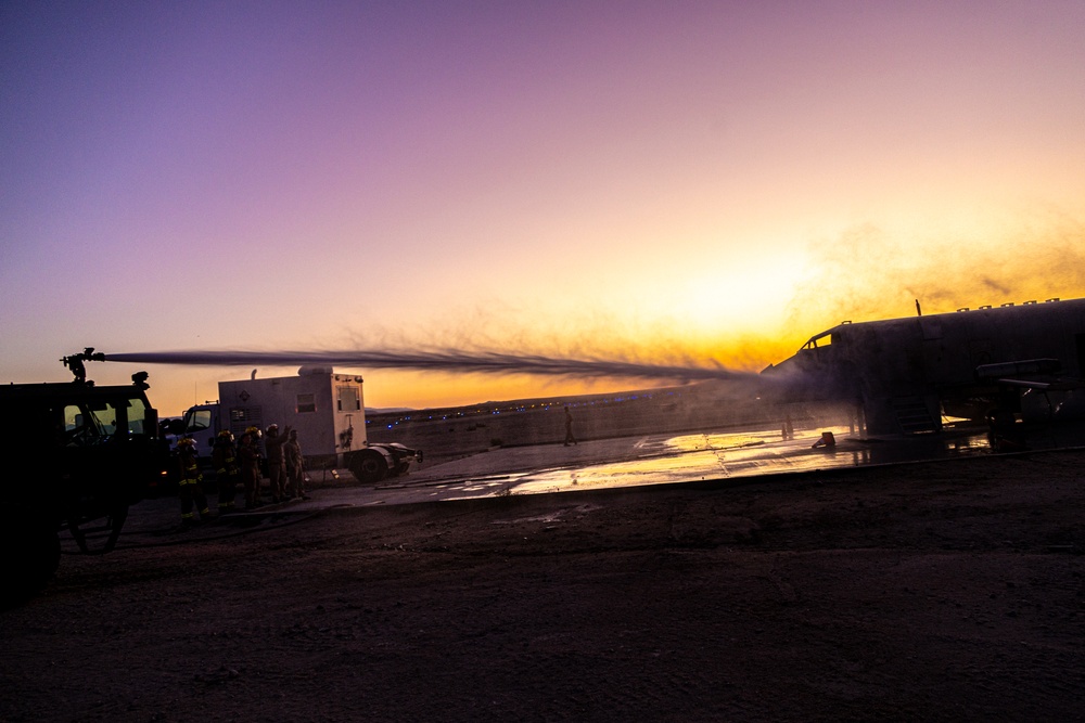 ARFF Conducts a Simulated Aircraft Fire Drill at ITX 3-25