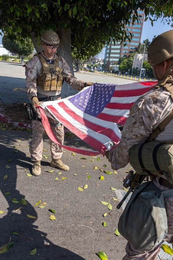 U.S. Marines save American flag