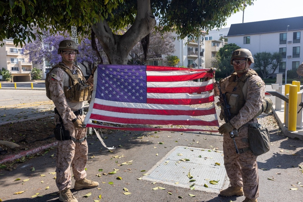 U.S. Marines save American flag