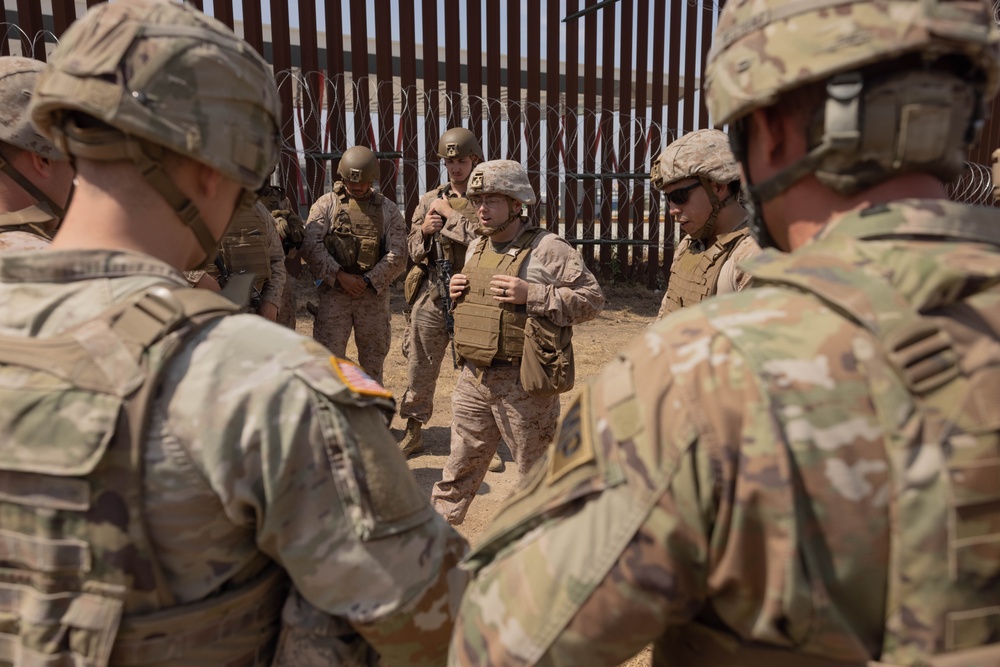 Task Force Sapper chaplain conducts routine checkup with Marines at southern border