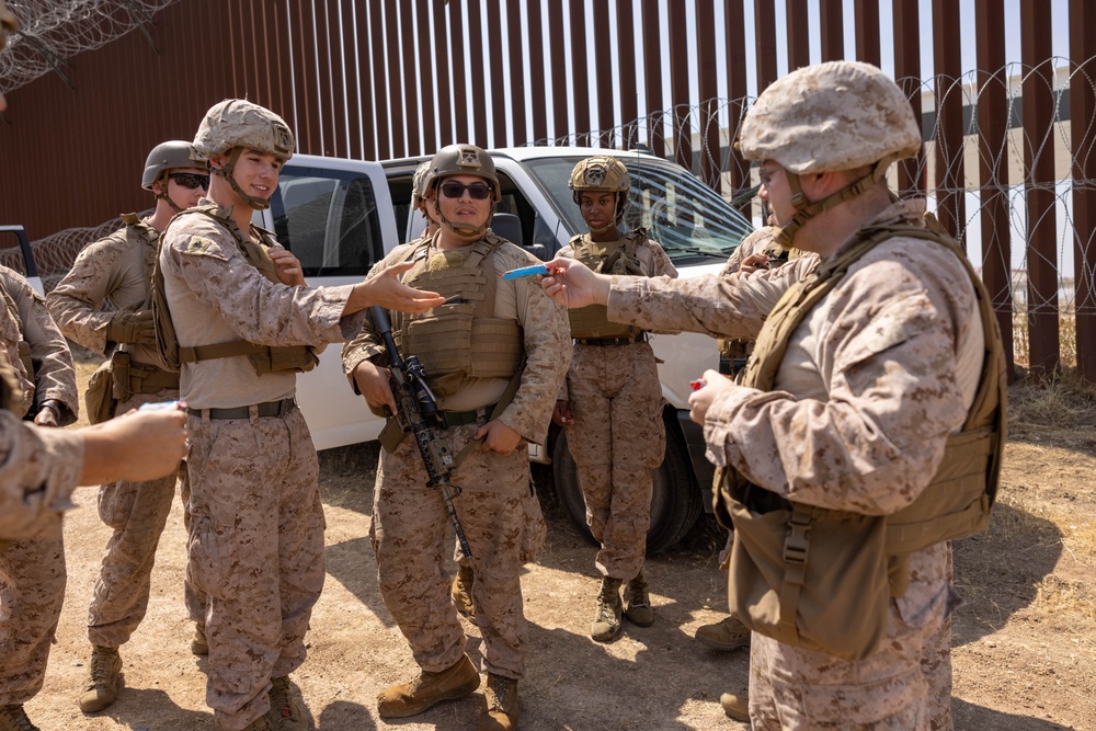 Task Force Sapper chaplain conducts routine checkup with Marines at southern border