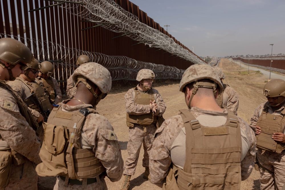 Task Force Sapper chaplain conducts routine checkup with Marines at southern border