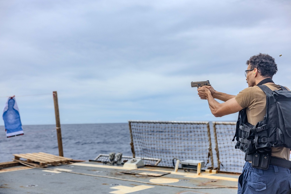 Ralph Johnson Sailors participate in Small Arms Qualification Course