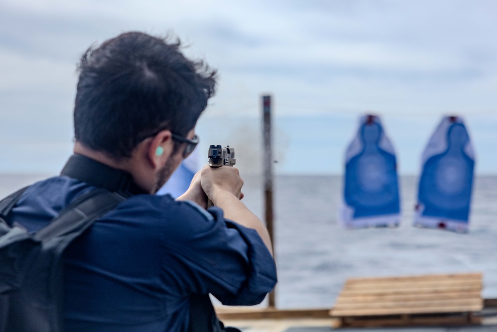 Ralph Johnson Sailors participate in Small Arms Qualification Course