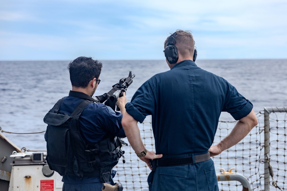 Ralph Johnson Sailors participate in Small Arms Qualification Course