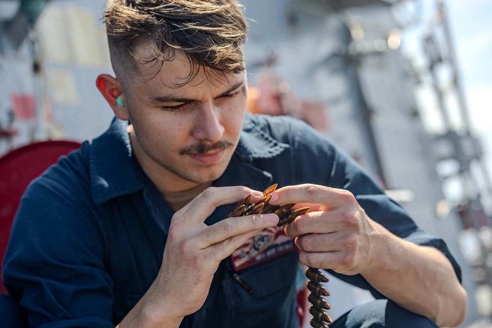 Sailors conduct M240B Qualification aboard USS Ralph Johnson