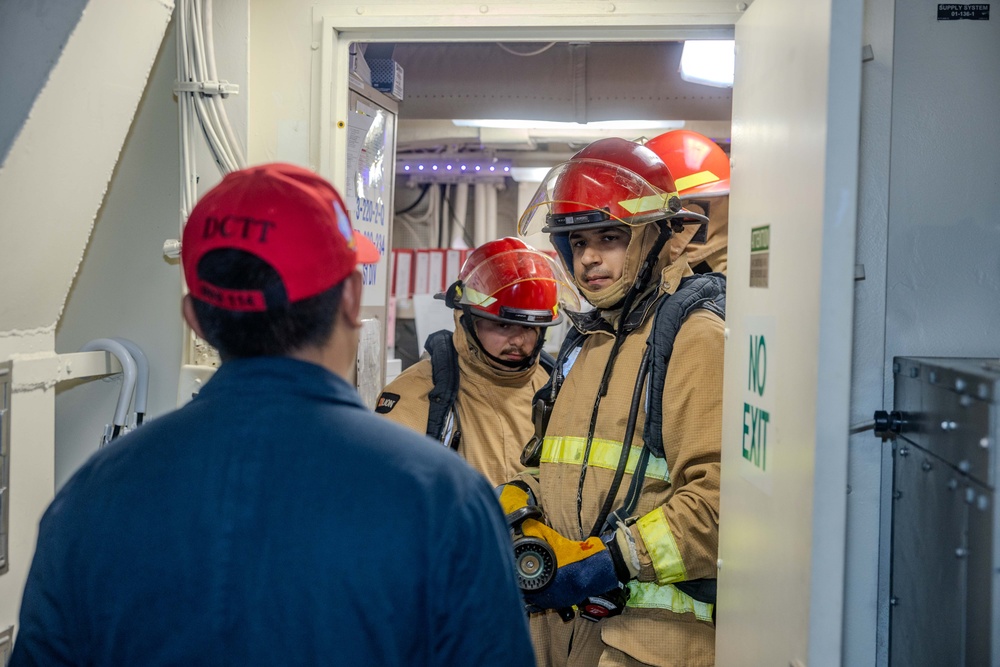Sailors conduct Damage Control Training aboard USS Ralph Johnson