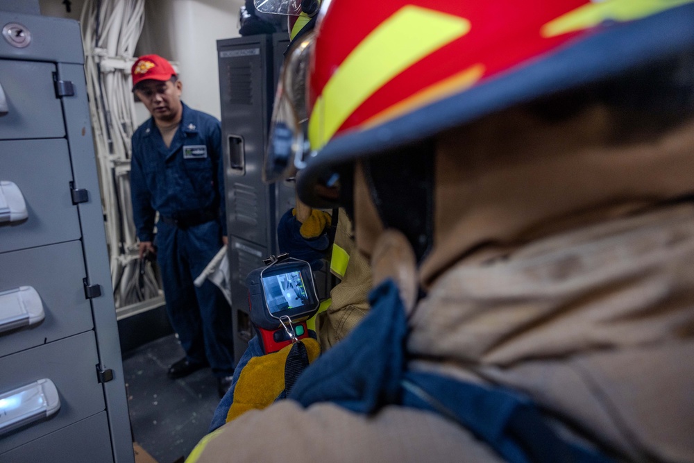 Sailors conduct Damage Control Training aboard USS Ralph Johnson