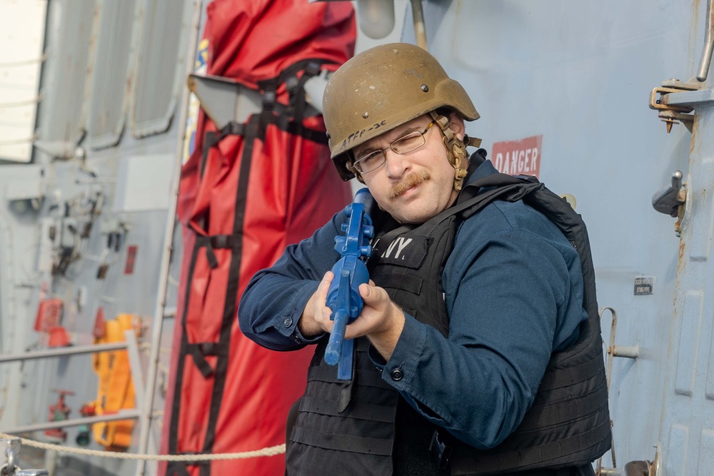 Sailors conduct Anti-terrorism Training aboard USS Ralph Johnson