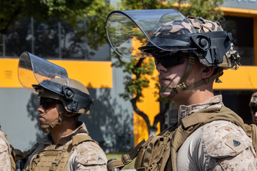 U.S. Marines guard federal building