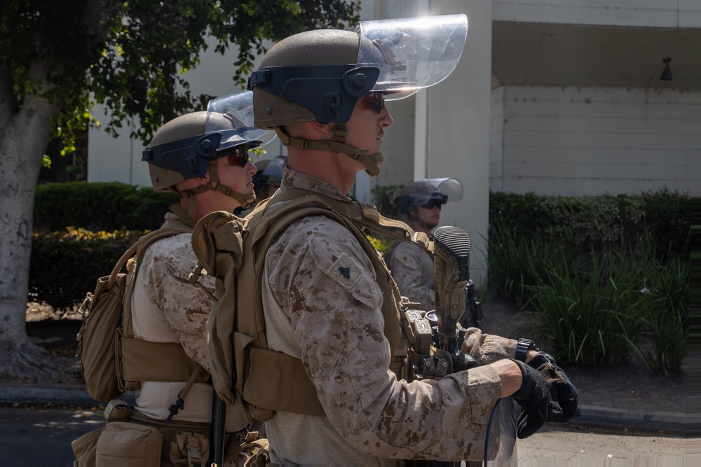 U.S. Marines guard federal building