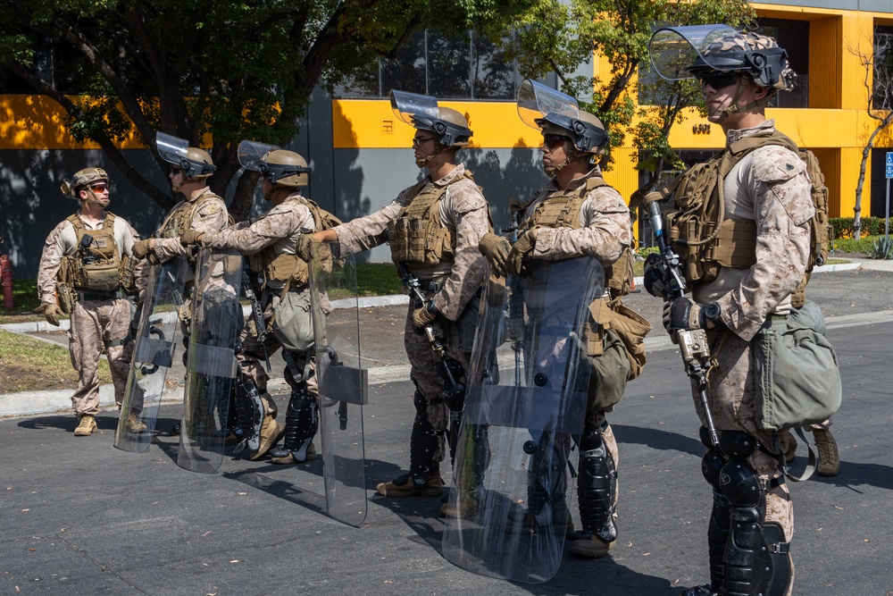 U.S. Marines guard federal building