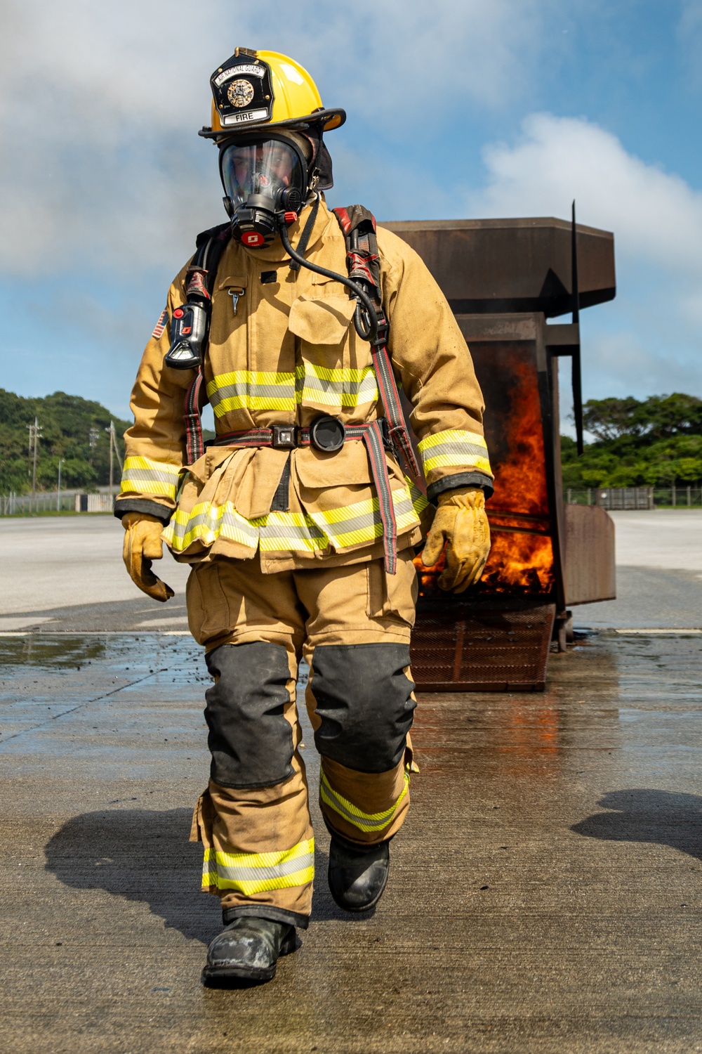 Firefighters from installations across Okinawa conduct joint training
