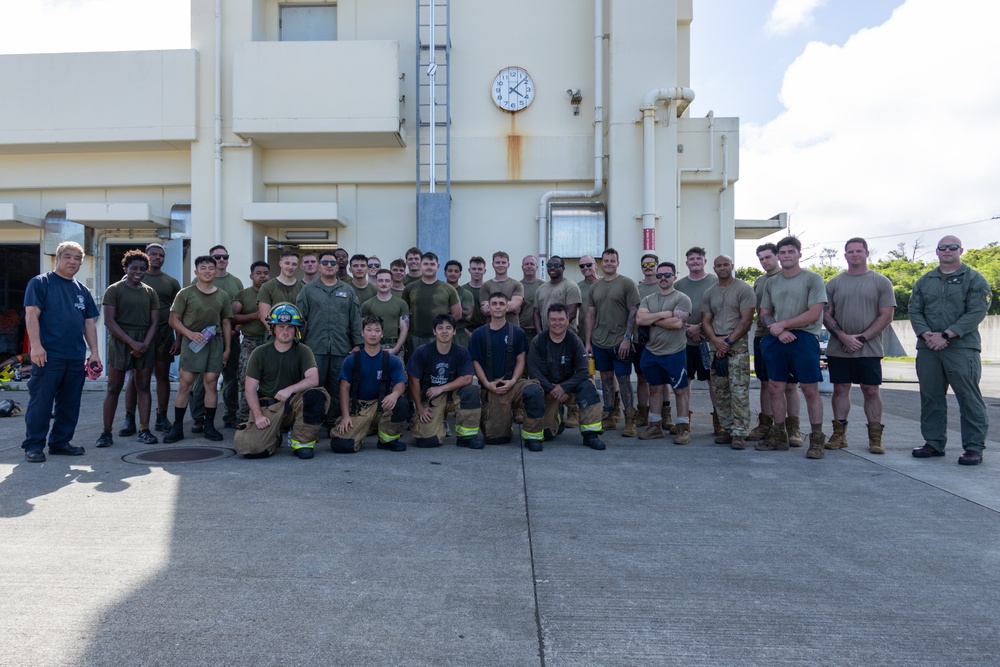 Firefighters from installations across Okinawa conduct joint training