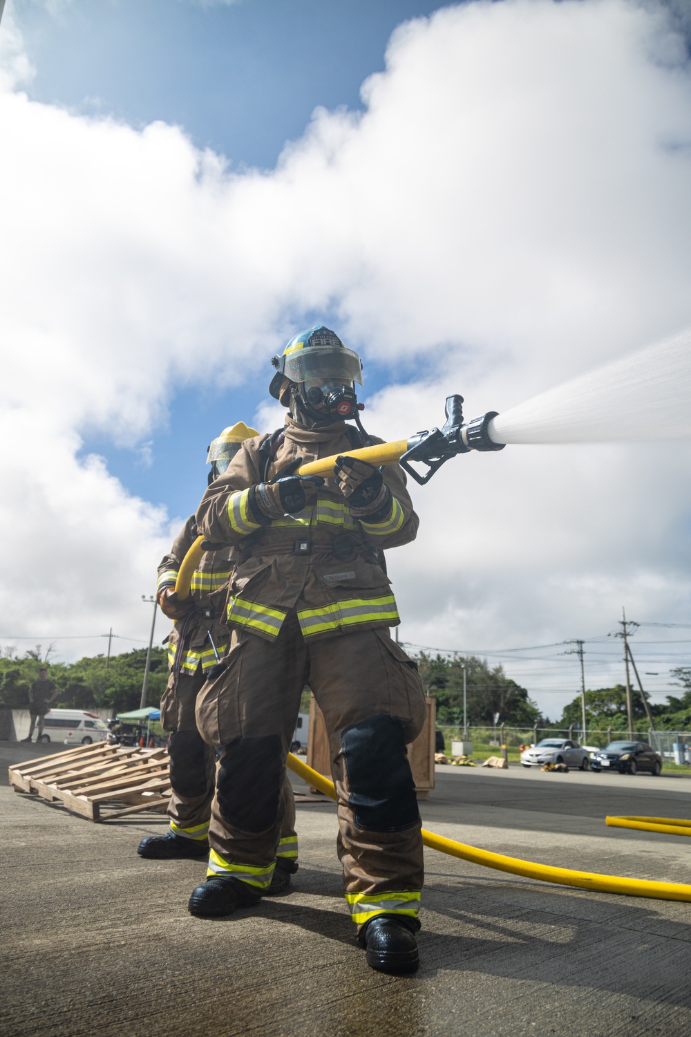 Firefighters from installations across Okinawa conduct joint training
