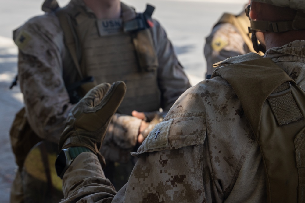 U.S. Navy Chaplain visits Marine with 2nd Bn., 7th Marines attached to Task Force 51