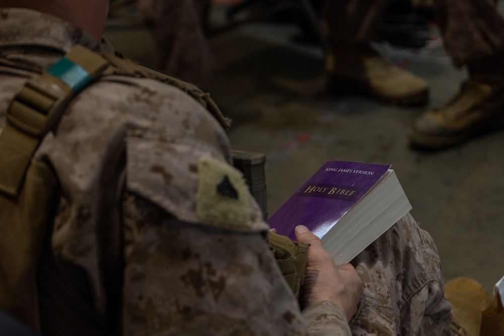 U.S. Navy Chaplain visits Marine with 2nd Bn., 7th Marines attached to Task Force 51