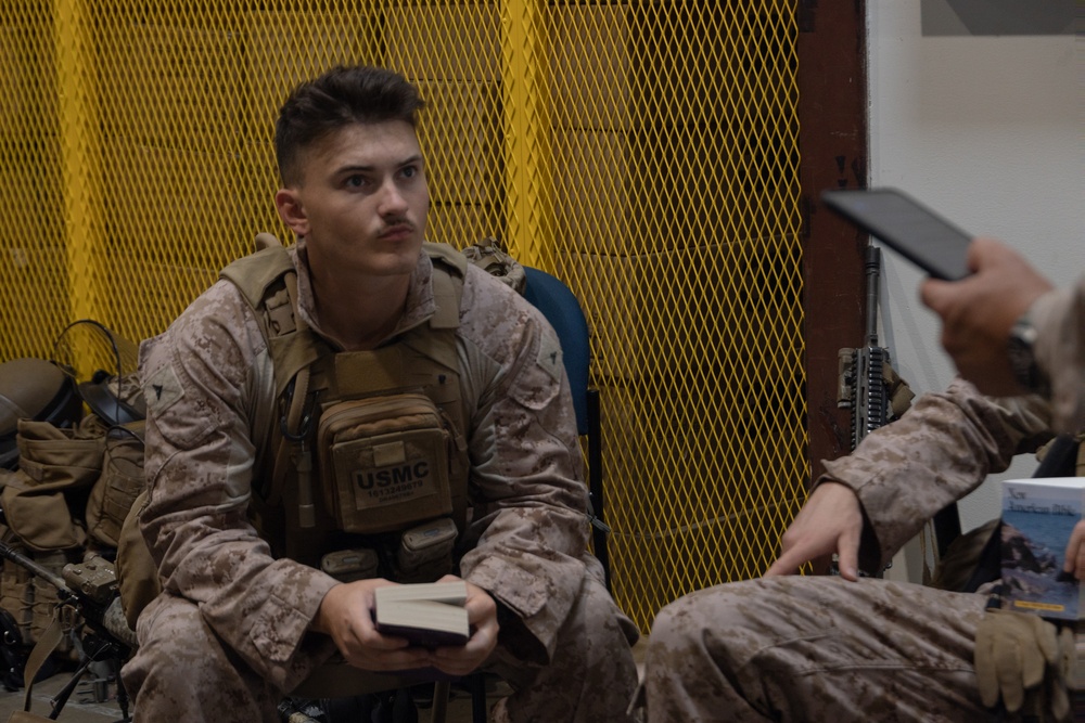 U.S. Navy Chaplain visits Marine with 2nd Bn., 7th Marines attached to Task Force 51