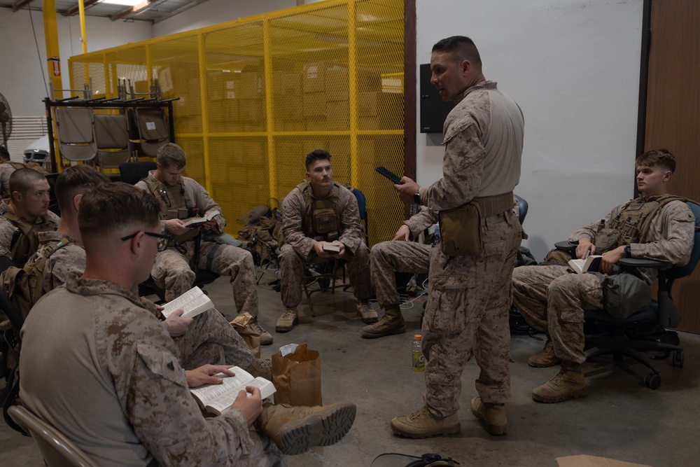 U.S. Navy Chaplain visits Marine with 2nd Bn., 7th Marines attached to Task Force 51