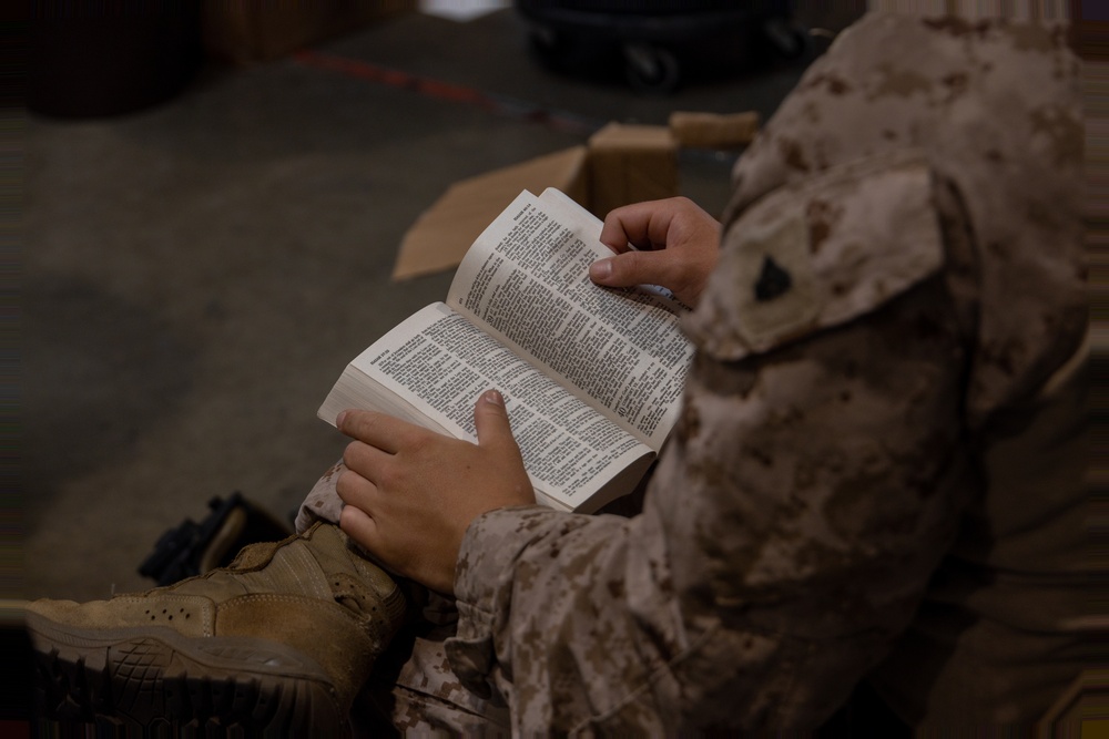 U.S. Navy Chaplain visits Marine with 2nd Bn., 7th Marines attached to Task Force 51