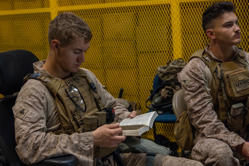 U.S. Navy Chaplain visits Marine with 2nd Bn., 7th Marines attached to Task Force 51