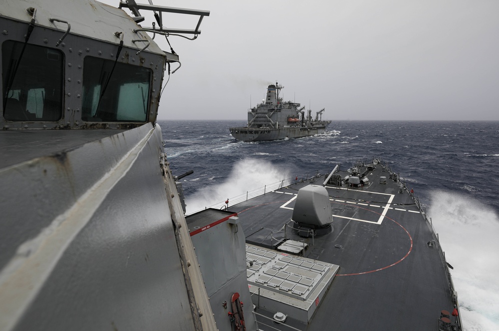 USS Milius conducts operations in the U.S. Central Command area of responsibility as part of the Carl Vinson Carrier Strike Group