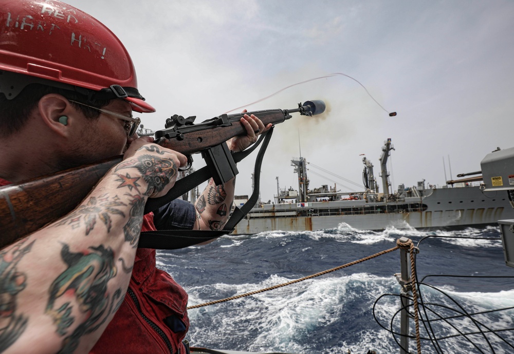 USS Milius conducts operations in the U.S. Central Command area of responsibility as part of the Carl Vinson Carrier Strike Group
